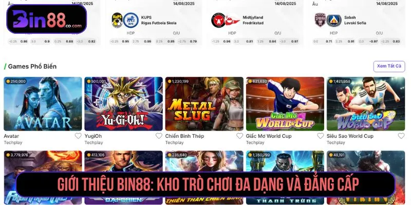 Giới Thiệu Bin88 Giới thiệu Bin88: Kho trò chơi đa dạng và đẳng cấp